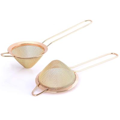 China Sustainable Efficient Small Stainless Steel Cone Shaped Tea And Cocktail Strainer for sale