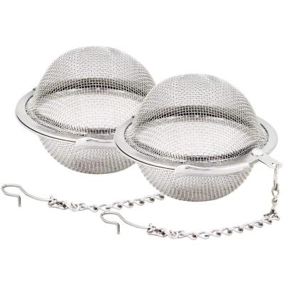 China 2 Pack Sustainable Premium Stainless Steel Mesh Tea Ball Strainer for sale