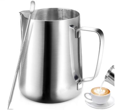 China Viable Stainless Steel Steaming Pitchers Steam Pitchers Coffee Milk Jug With Decorating Pen for sale