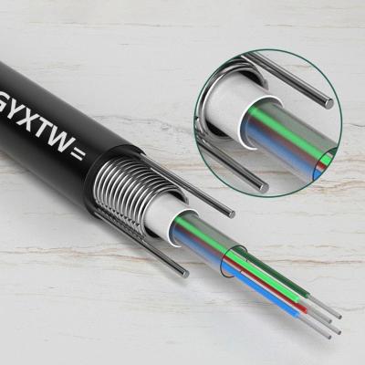 China Pipeline 12 Cores Single Mode G657a G652d Gyxtw Steel Wire Fiber Cable Ftth Gyxtw Outdoor Aerial Outdoor Fiber Optic Cable for sale