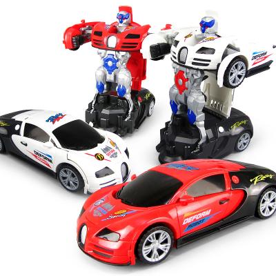 China Play electric universal deformation car plastic deformation robot battery operated car with light and music for sale