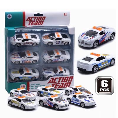 China Diecast Toy 6pcs Alloy Pull Back Model Car Modern Police Car Toys Classic Sports Car Model for sale