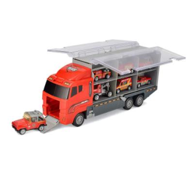 China Toy Plastic Freightliner Trucks Diecast Model Toys Diecast Fire Truck Transporter Toy Set for sale