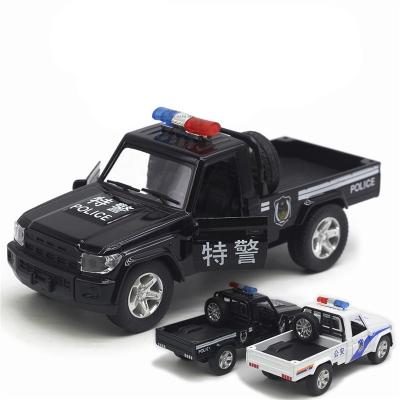 China Light Music 1:32 Diecast Mini Pull Back Pickup Police Model Toys Car Double Door Die-Cast Opening With Sound And Light for sale