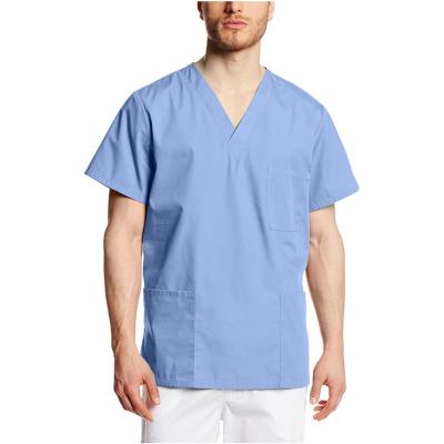 China Wholesale Men's Hospital Hospital Uniforms Summer V-Neck Multi-pocket Short Sleeve Solid Color Uniform for sale