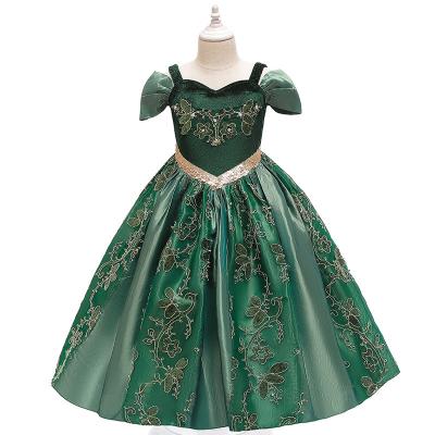 China The Border Queen Anna Off-The-Shoulder Princess Show Polyester Dress for Kids Girls Children for sale