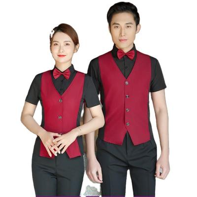 China Custom Logo Black Red Hotel Staff Reception Uniform Suits Uniforms for sale