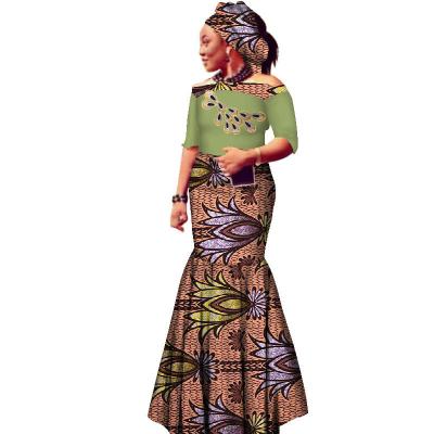 China Latest Design African Women's Latest African Women's Long Wax Print Mermaid Evening Party Dress Strapless Strapless Sling Bag Hip Superb Dress for sale