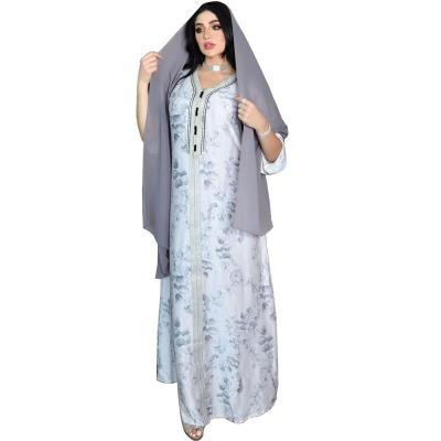 China Polyester New Sale Products Customized Middle East Printed Muslim Robe Abaya Dresses Dubai for sale