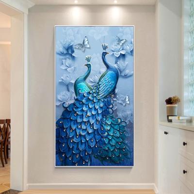 China New Modern Eco-friendly Diamond Painting Blue Peacock Simple Living Room Decoration Painting DIY Custom Wholesale Diamond Painting for sale