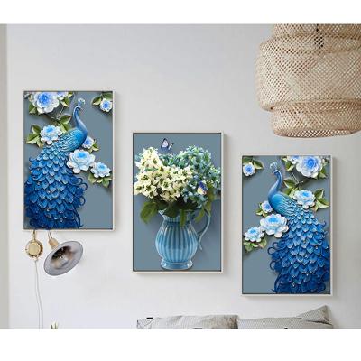 China New Diamond Painting Animals Peacock Vase Triple Drill Eco-friendly Living Room Full Cross Stitch Mosaic Painting for sale