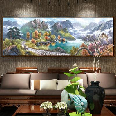 China 2021 New Full Diamond Living Room Modern Study Cornucopia Diamond Painting Chinese Style Office Landscape Painting Eco-Friendly for sale