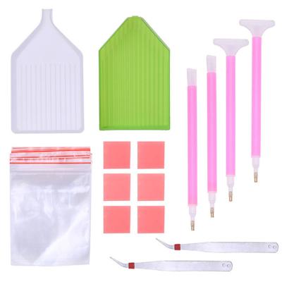 China Eco-friendly 5D Diamond Painting Toolkit DIY Diamond Embroidery Point Drill Pen Cement Sealed Bag Tweezers Drill Basin for sale