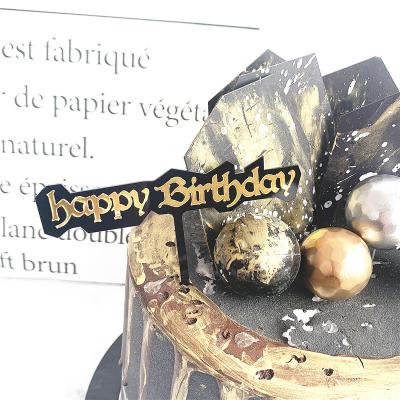 China Baking Toppers Cake Decorating Harry Series Double Black Gentlemen's Happy Birthday Arcylic Cake Accessories for sale