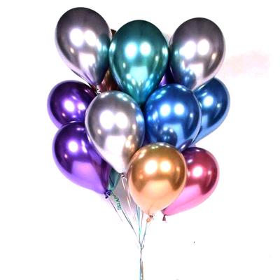 China Wholesale 12inch 2.8g Decorations Party Decoration Printed Chrome Metallic Latex Happy Birthday Party Metallic Balloons for sale