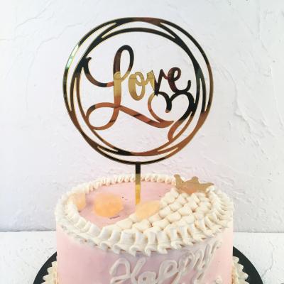 China Acrylic Cake Topper Happy New Love Festival Party Decoration Cake Valentine's Day Accessory for sale