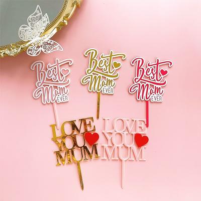 China Cake Topper Mother's Love The Best Of Mom's Birthday Acrylic Thanksgiving Day Accessory You Cake Baking Topper Decoration Factory Direct Supply for sale