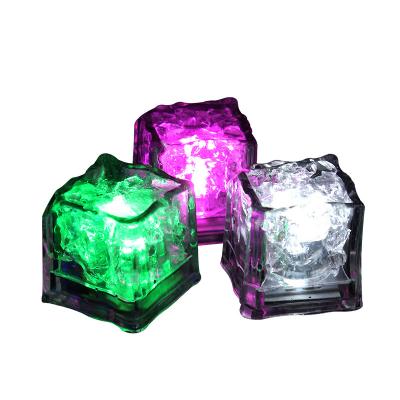 China Led Party Bars Accessory Decor Cake Bar Flashing Square Color Changing Water Activated Plastic LED Light Ice Cube for sale