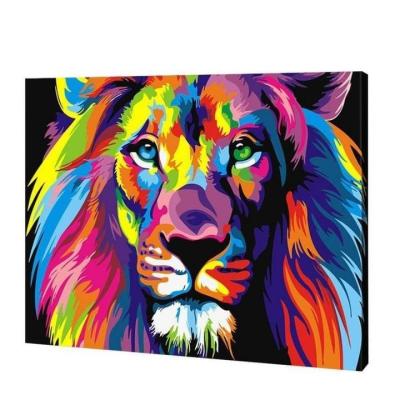 China Can Be Customized Funny Colorful Animal Nakedness Oil Painting Lion Paint By Numbers Kit DIY From Photo Chinese Abstract Painting By Number Kit for sale