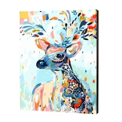 China Can Be Customized Wholesale Christmas Rainbow Deer From Photo Paint By Number Kits For Children Kids Non-Toxic High Quality Oil Painting Dropshipping for sale