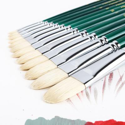 China Professional High Quality Acrylic Oil Acrylic Painting Pig Bristle Paint Brush Watercolor Gouache Oil Painting Brush Watercolor Wholesale Sales for sale