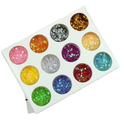 China Cosmetic Multi Colors Star Pentagon Glitter Flake Star Shape Crystal Mud Slime PET Glitter Nail Art Available for sale