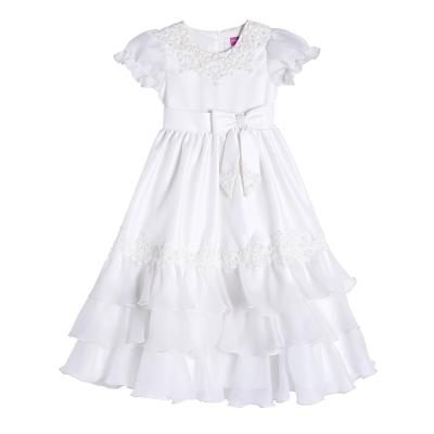 China BELLA Summer Baby Girl Princess Washable Clothing Kids Blow Sleeve Birthday Party Wedding Kids Embroidered Boutique White Dress for sale