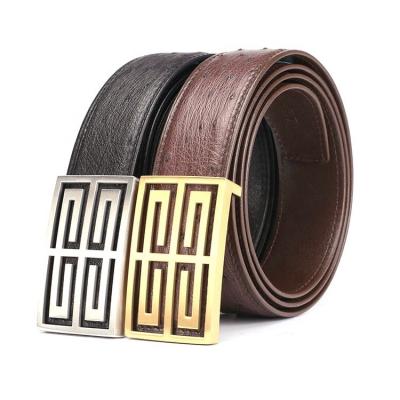 China Custom Made Genuine Ostrich Leather Belt With Alloy Buckle High Quality Belt For Men for sale