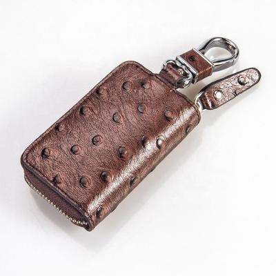 China Fashion High-end Waterproof Ostrich Leather Key Bag Car Key Protection Car Key Bag for sale