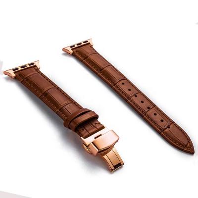 China Comfortable Crocodile Texture Leather Straps Genuine Apple Watch Band Strap Leather Bands For Iwatch for sale