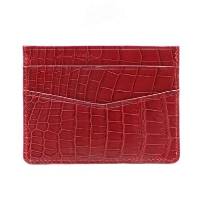 China Custom Crocodile Card Wallet Minimalist ID Wallet Men Crocodile Pocket Credit Card Leather Holder Slim Front Wholesale Leather Bag for sale