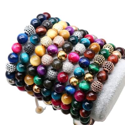 China TRENDY Handmade Natural Stone Charm Women 8mm Beads Macrame Bracelet Men for sale