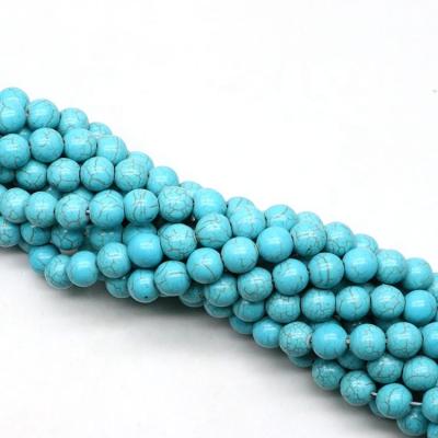 China Necklace Jewelry Charm Pendant Dangle Wholesale Natural Stone Beads Blue Turquoise Round Beads For Jewelry Making for sale