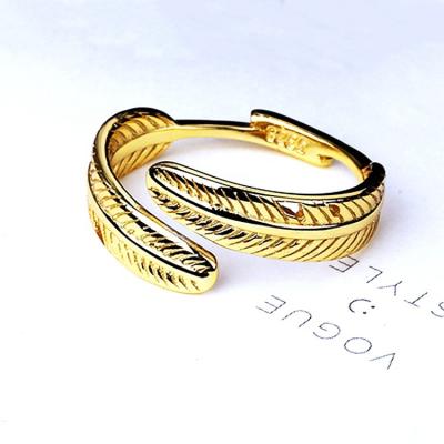 China Custom Retro Style Athenaa Retro Style Feather Open Ring 925 Sterling Silver Jewelry for sale