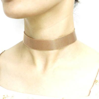 China Simple Minimalist Vintage Choker Necklace Statement Necklace Wide Chain Splicing Stainless Steel Necklace for sale