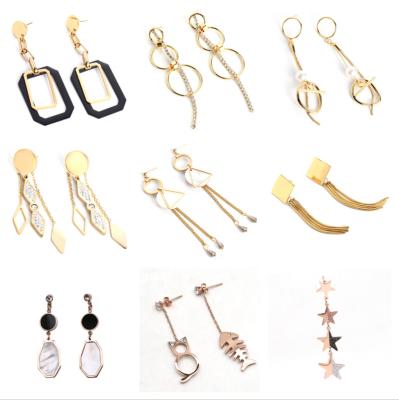 China TRENDY 18K Gold Plated Stainless Steel Wholesale Fancy Earring Fashion Feminine Women Earrings Design For Party Girls for sale