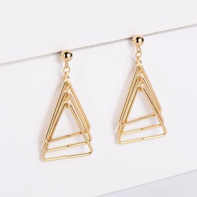 China TRENDY hot sale 18k gold plated triangle earrings 2021 fashion stainless steel 2022 earrings for sale