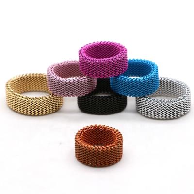 China FASHIONABLE Ring 14k Gold Mesh High Quality Gold Jewelry Ring Stainless Steel Elastic Ring for sale