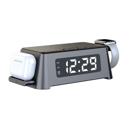 China Hot Selling Antique Style 3 In 1 Digital Alarm Clock With QI Wireless Charger for sale