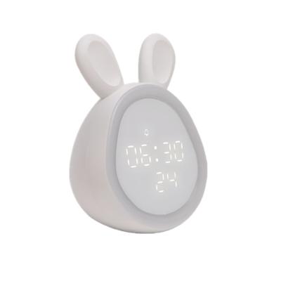 China Small Antique Creative USB Alarm Clock Rabbit Style LED Digital Induction Sound Induction Alarm Clock With Night Light for sale