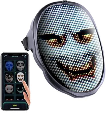 China About 12 Hours LED Intellectual APP Face-Changing Mask Fast Connect Cosplay Face Piece For Halloween Christmas Party for sale