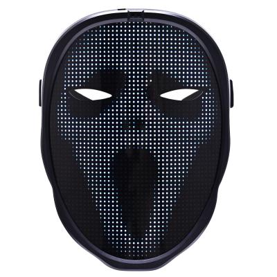 China About 12 Hours Hot Sales Gesture Feeling Programmable Face Change Led APP Mask Skeleton Ghost Halloween Party Glowing Mask for sale