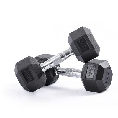 China 100 Dumbbell Rubber Covered Hex Dumbbells 25kg Hex Dumbbell 100lbs Dumbbells for sale