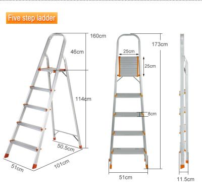 China Aluminum Folding Ladders 5 Steps Collapsing Household Ladder Easy To Move And Safety for sale