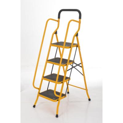 China Folding Ladders Household Safety 4 Step Steel Ladders With Railing for sale