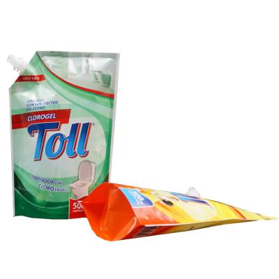 China 500ml Recyclable Plastic Bag Chinese Supplier Washing Liquid Bag With Spout for sale