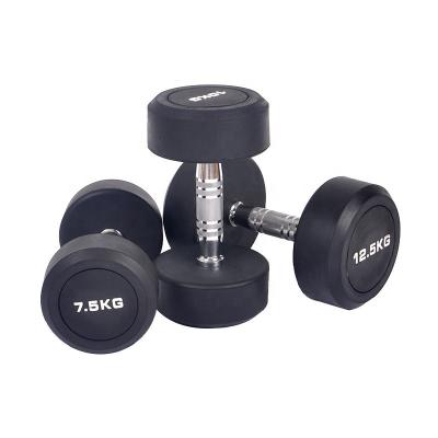 China Low Price Universal Home Gym Fitness Equipment Weightlifting Fitness Round Head Rubber Dumbbell for sale