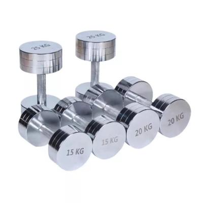 China Best Selling Universal High Quality Chrome Steel Dumbbell Weightlifting Chromed Stainless Steel Dumbbell for sale