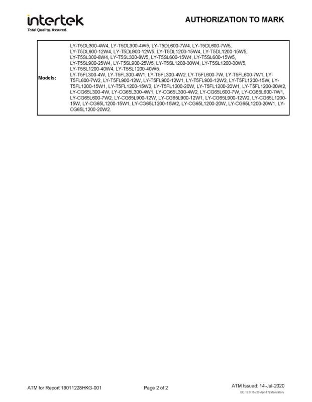 ETL - Guangdong Lonyung Led Lighting Co., Ltd.