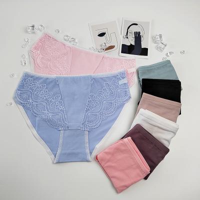 China Simple seamless women's lace breathable comfortable underwear women's underwear mid-waist breathable package hip underwear for sale